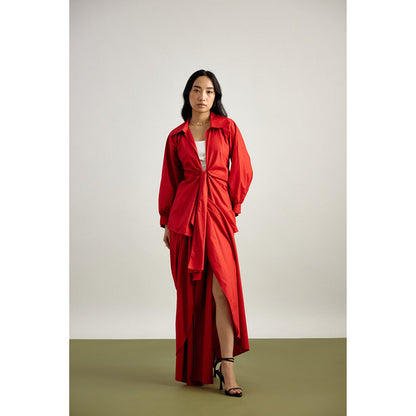 EchoStudio Knotted Jacket Layered with Skirt (Set of 2)