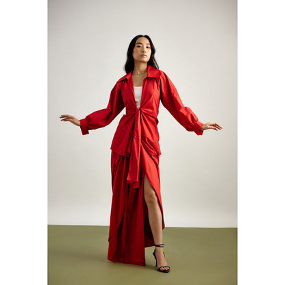 EchoStudio Knotted Jacket Layered with Skirt (Set of 2)