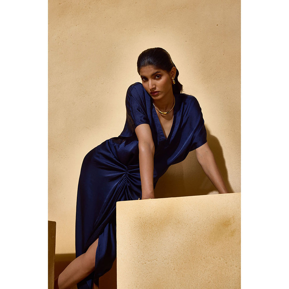 EchoStudio Navy Blue Roma Solid Dress