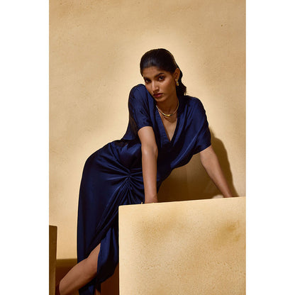 EchoStudio Navy Blue Roma Solid Dress