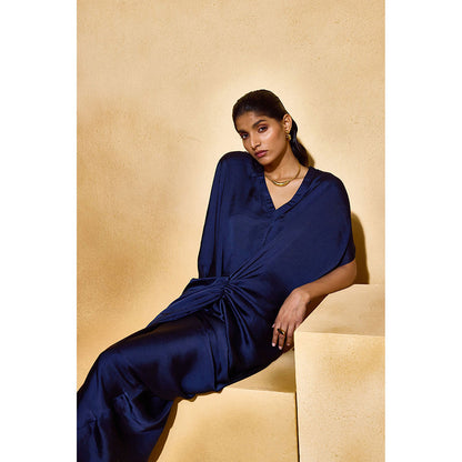 EchoStudio Navy Blue Roma Solid Dress