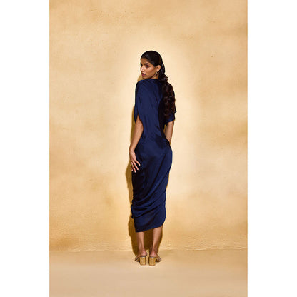 EchoStudio Navy Blue Roma Solid Dress