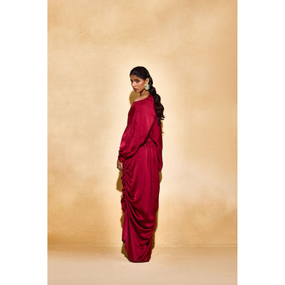 EchoStudio Red Layla Solid Co-Ord (Set of 2)