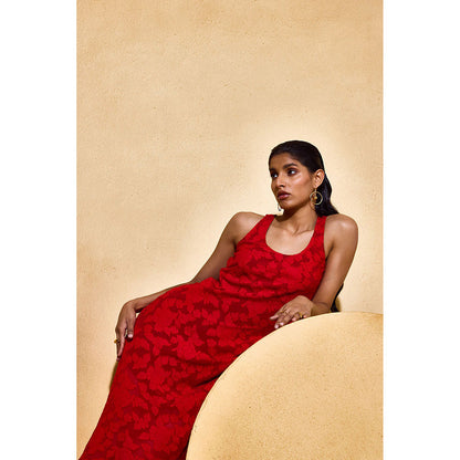 EchoStudio Red Moss Dress