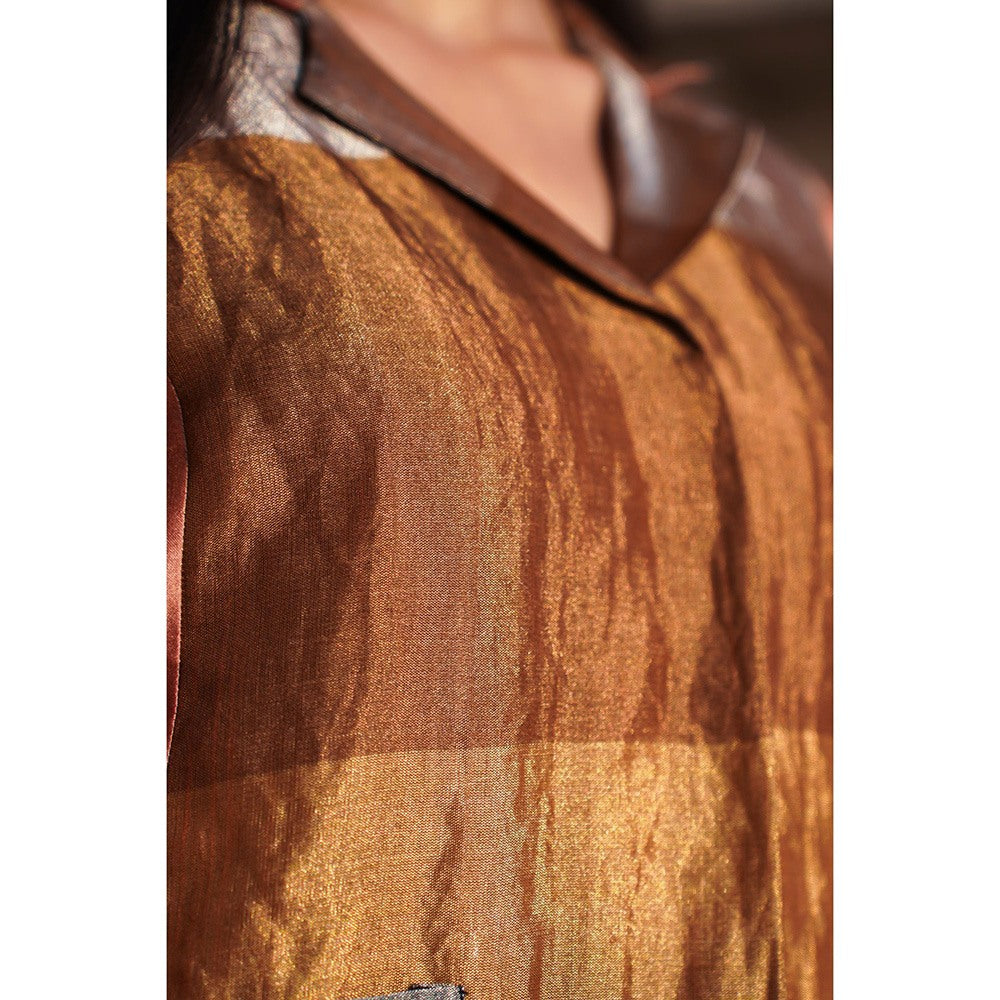 EEDA Multi-Colour Dhun Zari Stripe Long Shirt with Pant (Set of 2)