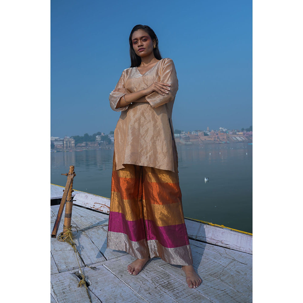 EEDA Multi-Colour Dhun Stripe Short Kurta with Pant (Set of 2)