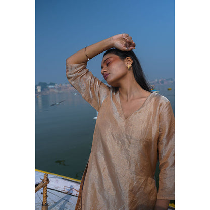 EEDA Multi-Colour Dhun Stripe Short Kurta with Pant (Set of 2)