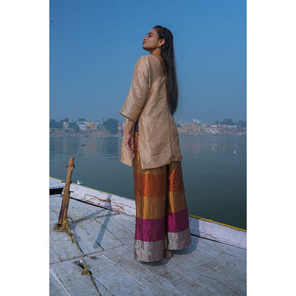 EEDA Multi-Colour Dhun Stripe Short Kurta with Pant (Set of 2)