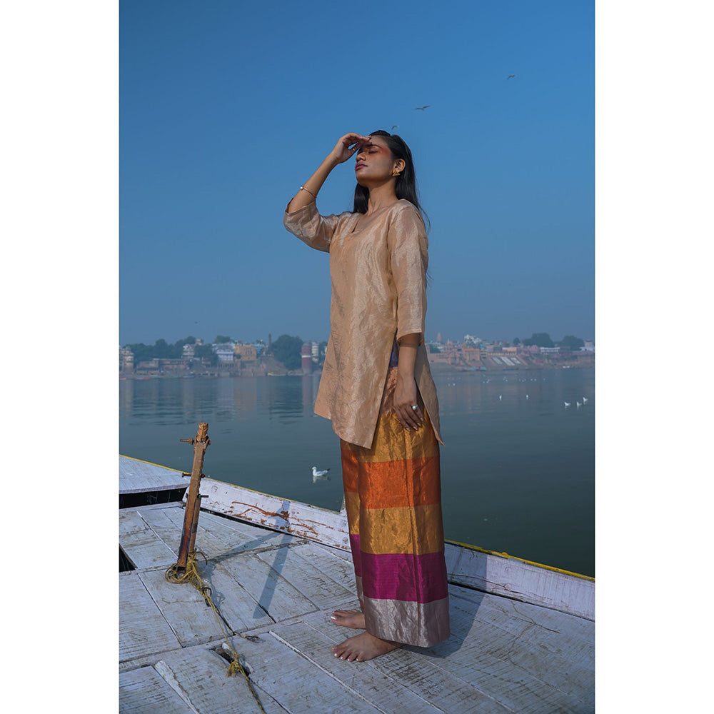 EEDA Multi-Colour Dhun Stripe Short Kurta with Pant (Set of 2)