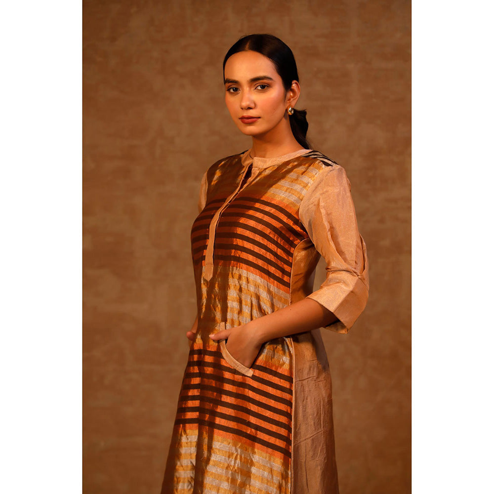 EEDA Multi-Colour Dhun A Line Zari Stripe Dress