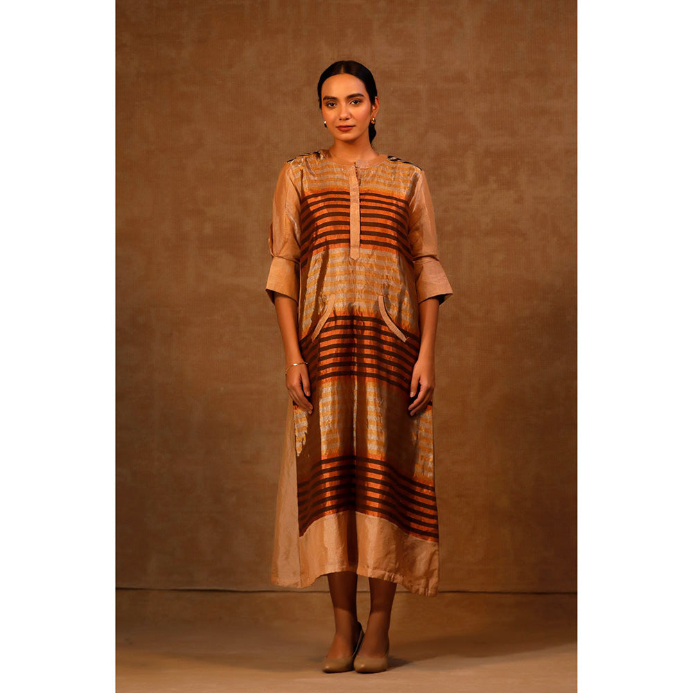 EEDA Multi-Colour Dhun A Line Zari Stripe Dress