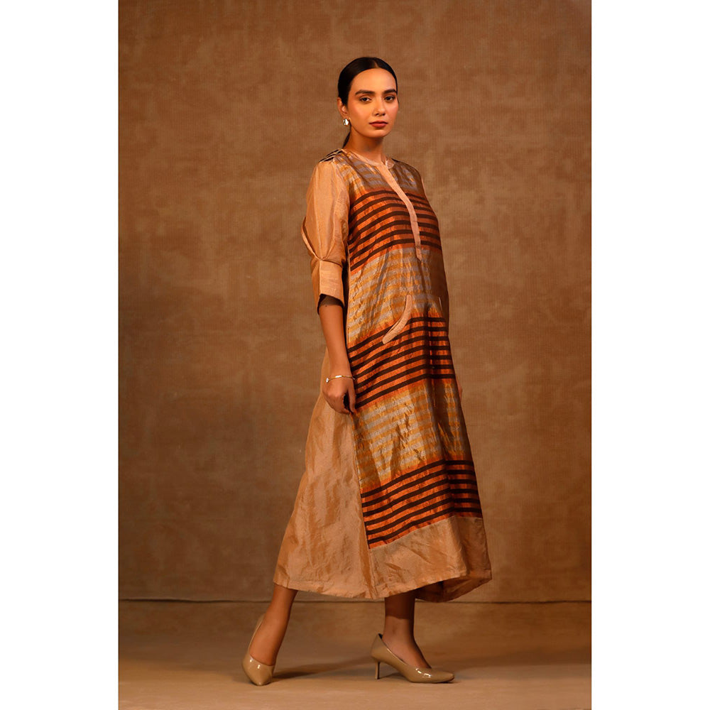 EEDA Multi-Colour Dhun A Line Zari Stripe Dress