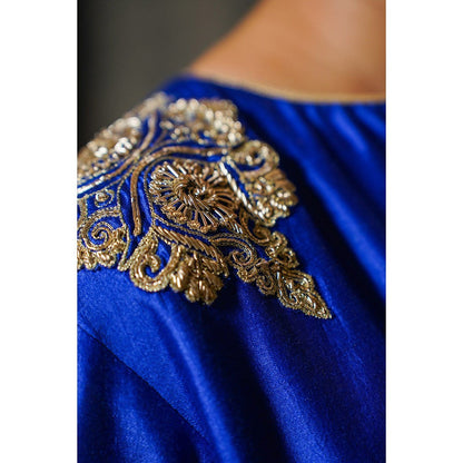 EEDA Navy Blue Embroidered Maxi Dress