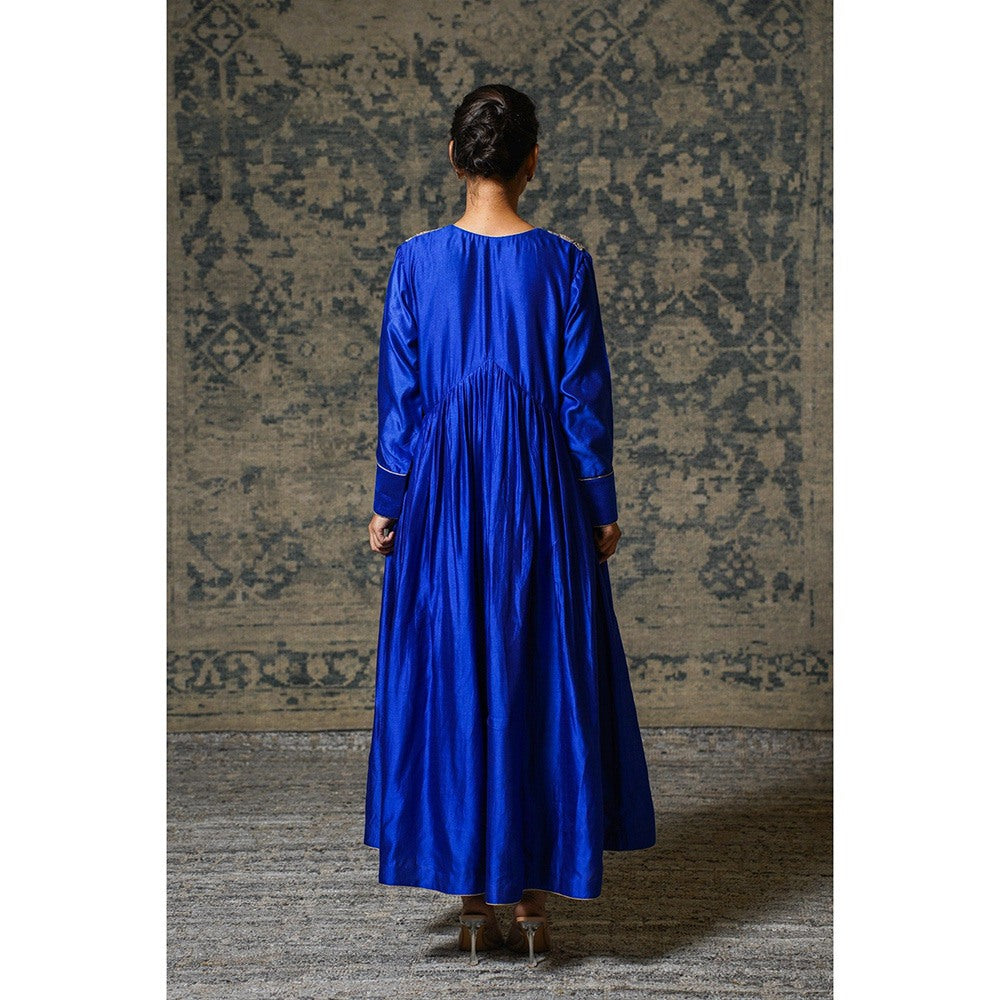 EEDA Navy Blue Embroidered Maxi Dress