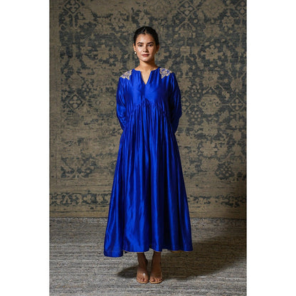 EEDA Navy Blue Embroidered Maxi Dress