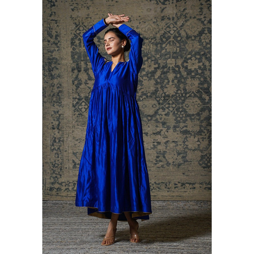 EEDA Navy Blue Embroidered Maxi Dress