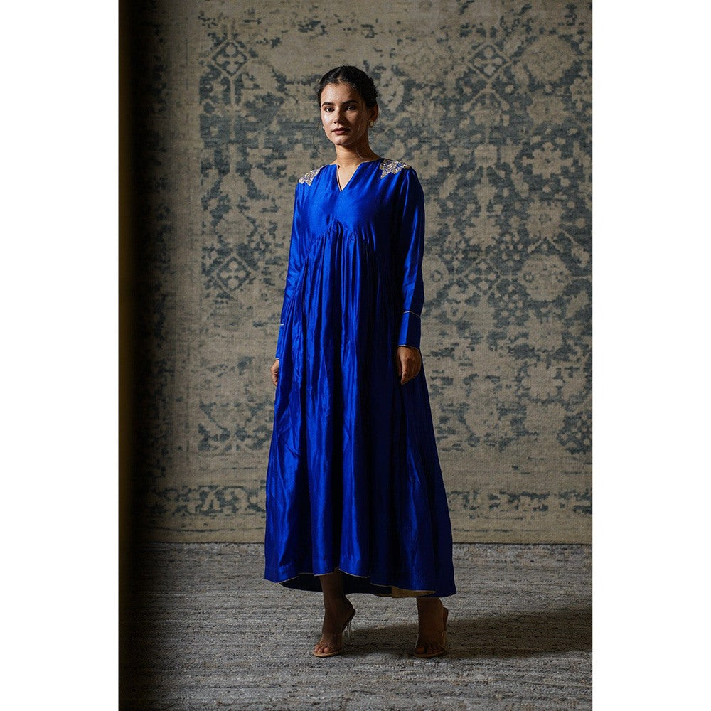EEDA Navy Blue Embroidered Maxi Dress