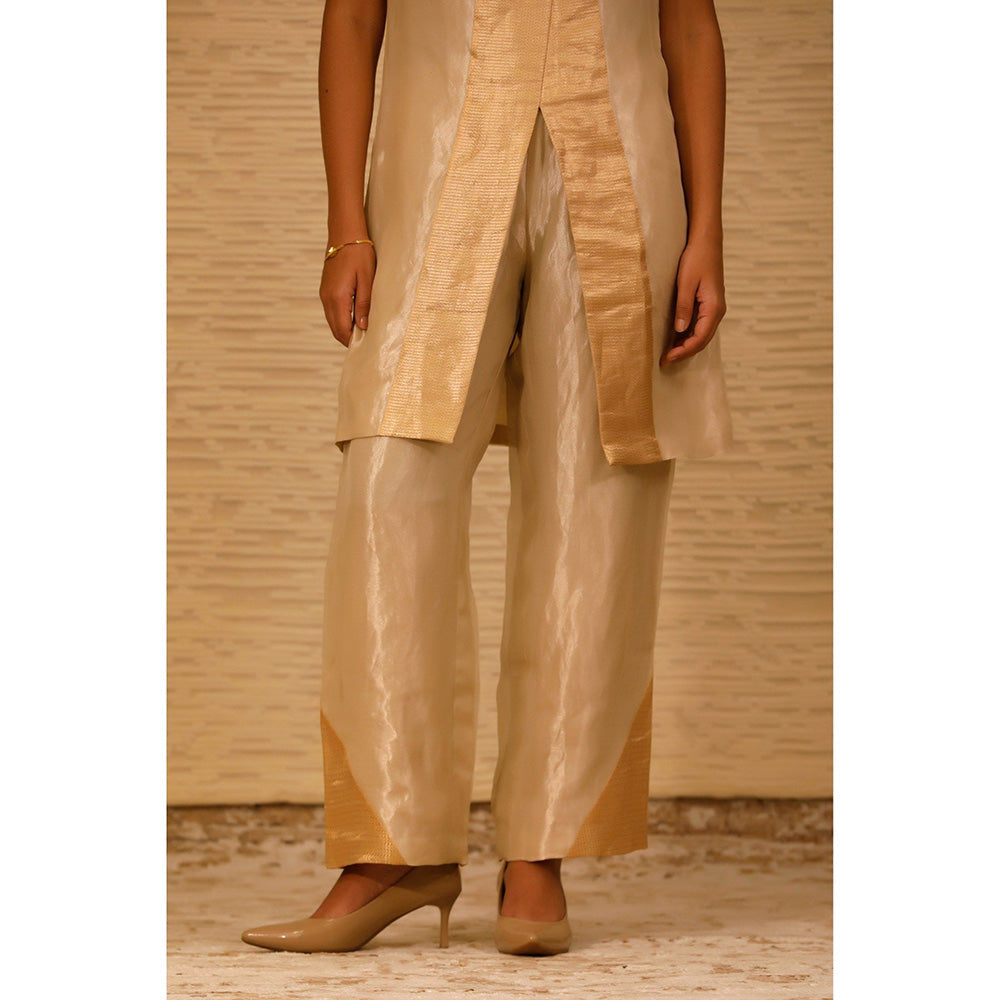 EEDA Ivory Cross Placket Kurti and Pant (Set of 2)