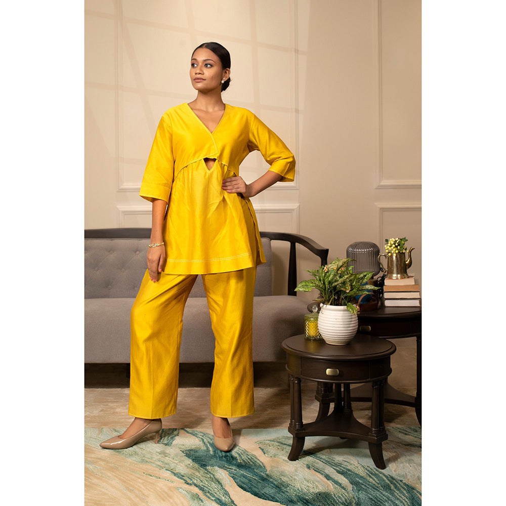 EEDA Yellow Solid/Plain Grace A-Line Co-Ord (Set of 2)