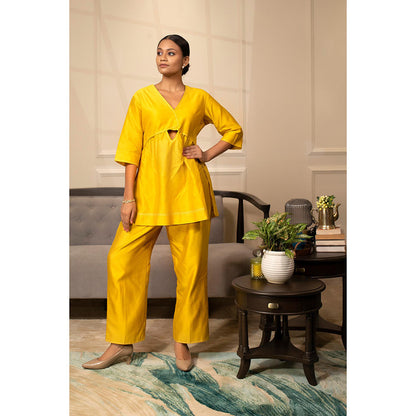 EEDA Yellow Solid/Plain Grace A-Line Co-Ord (Set of 2)