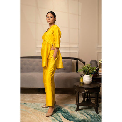 EEDA Yellow Solid/Plain Grace A-Line Co-Ord (Set of 2)