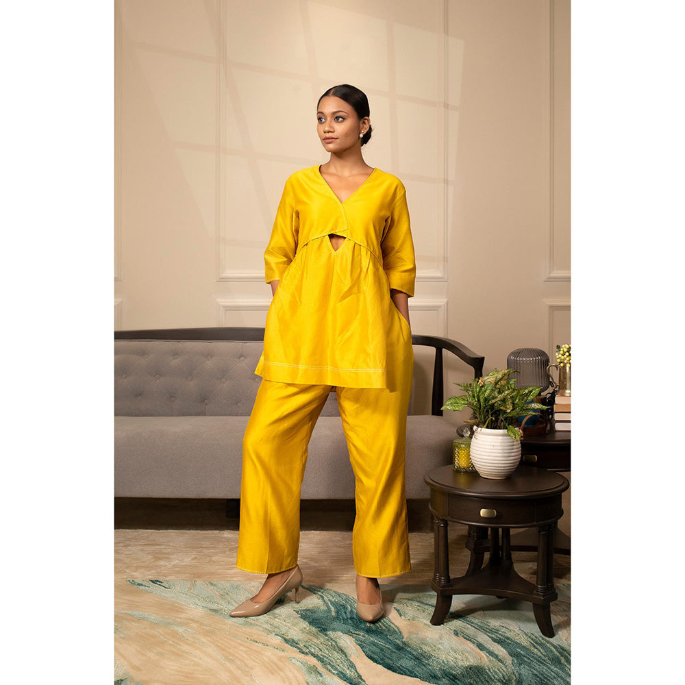 EEDA Yellow Solid/Plain Grace A-Line Co-Ord (Set of 2)