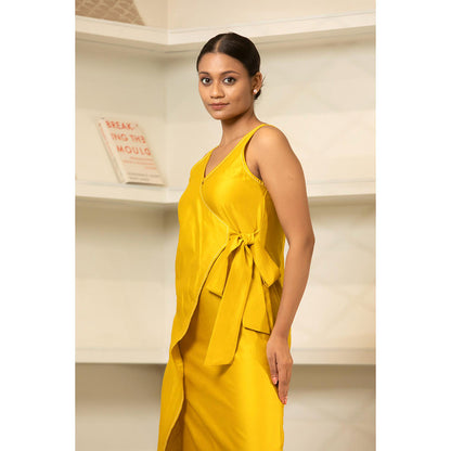 EEDA Yellow Solid/Plain Grace Side Knot Dress