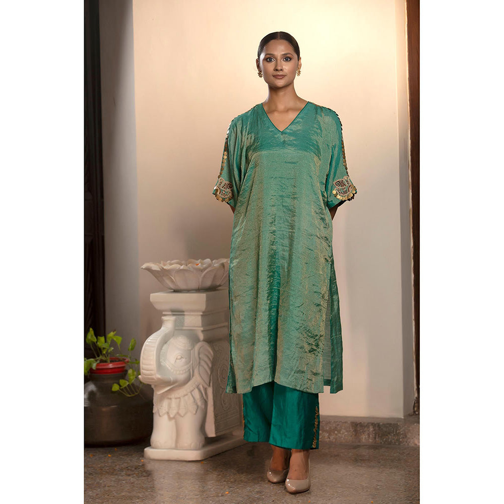 EEDA Parv Green Kurta with Pant (Set of 2)