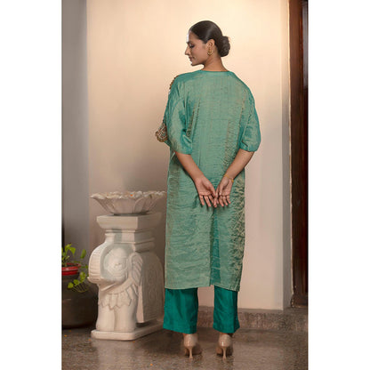 EEDA Parv Green Kurta with Pant (Set of 2)
