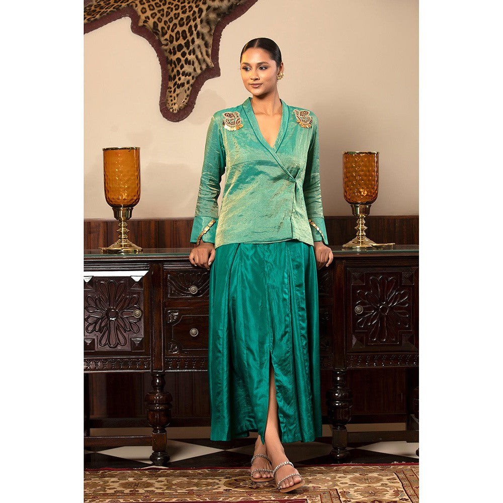 EEDA Parv Green Skirt with Top (Set of 2)