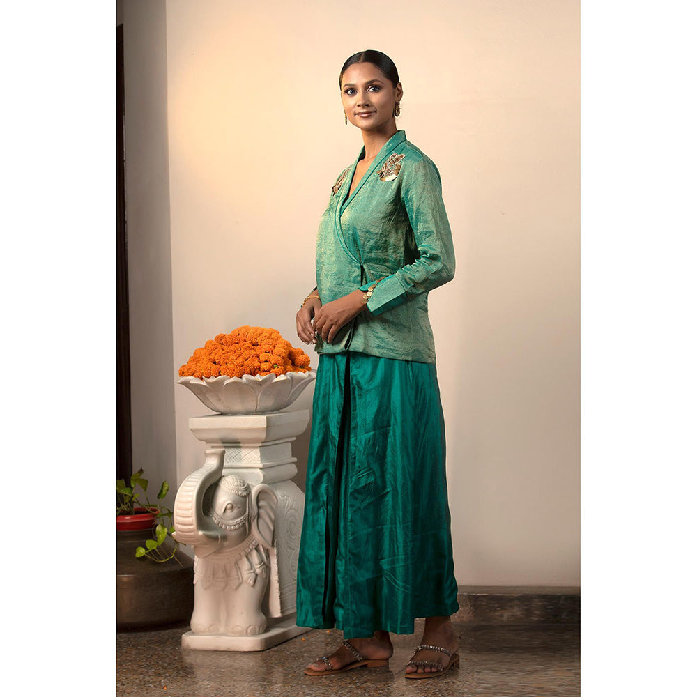 EEDA Parv Green Skirt with Top (Set of 2)