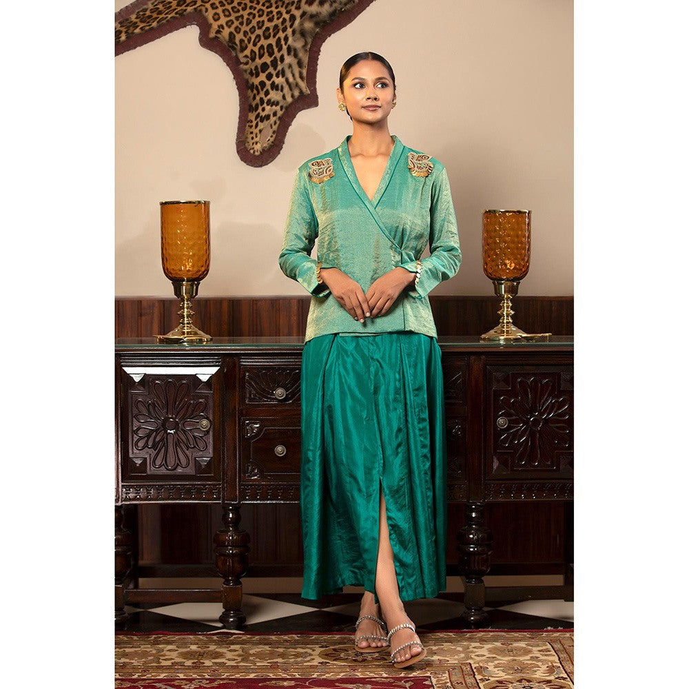 EEDA Parv Green Skirt with Top (Set of 2)