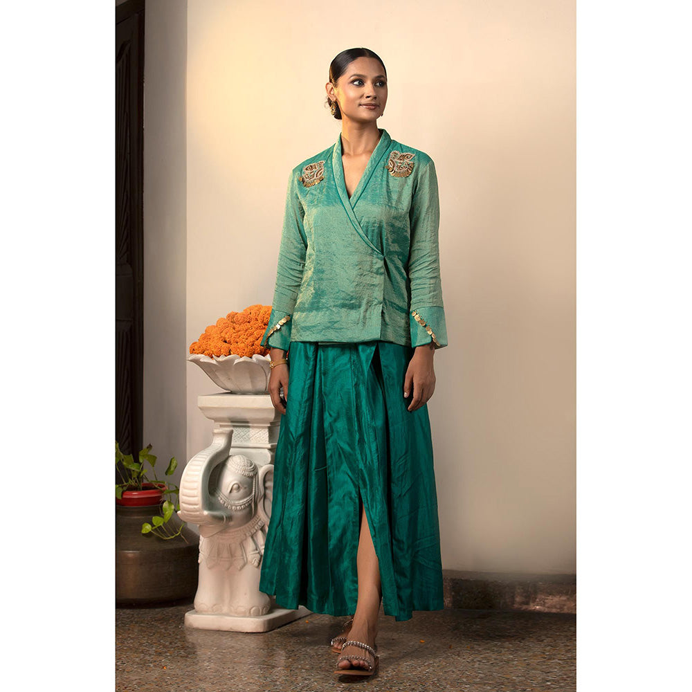 EEDA Parv Green Skirt with Top (Set of 2)