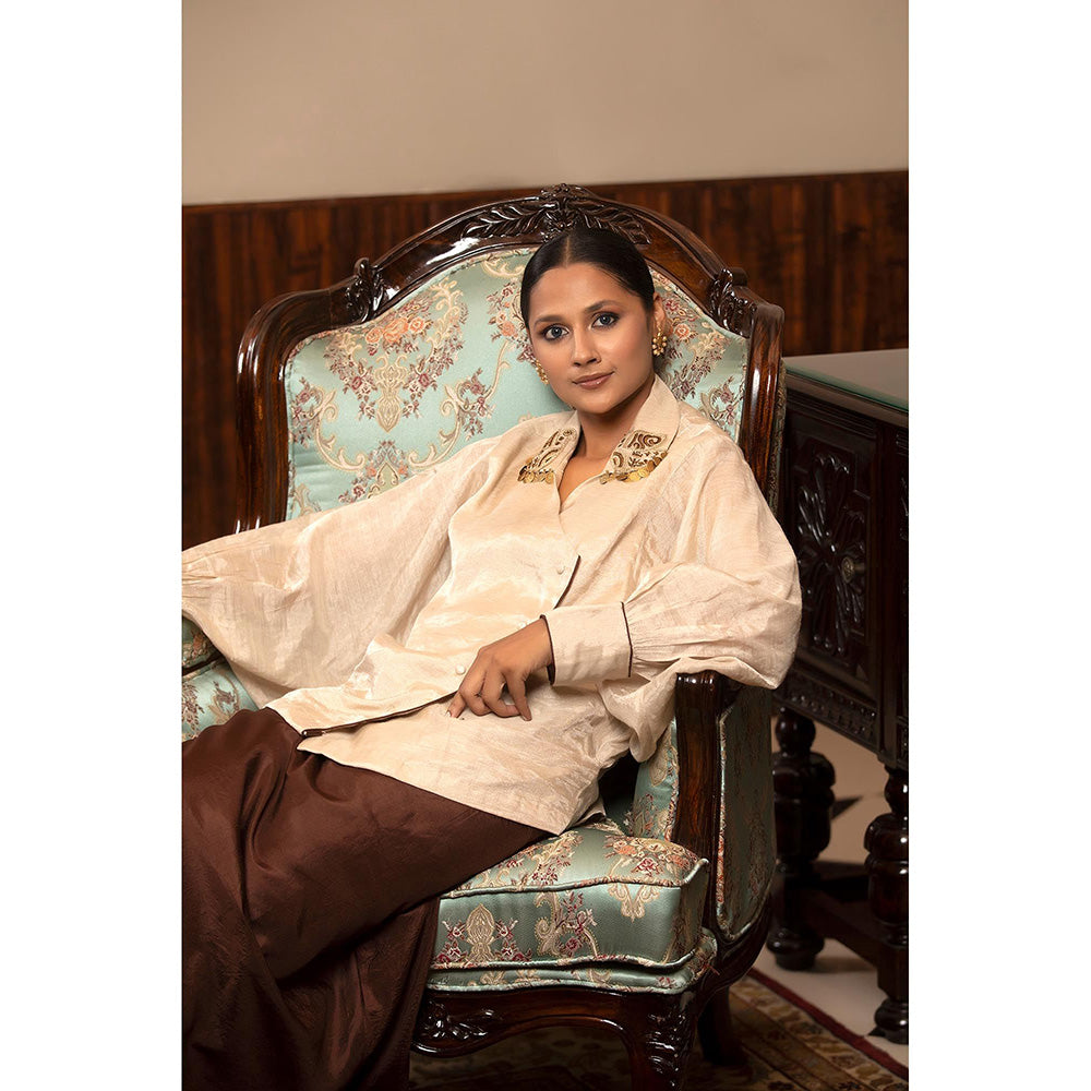 EEDA Parv Beige Shirt with Skirt (Set of 2)