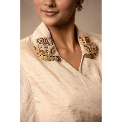 EEDA Parv Beige Shirt with Skirt (Set of 2)