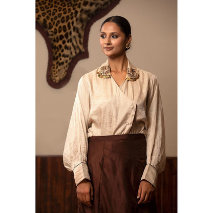 EEDA Parv Beige Shirt with Skirt (Set of 2)