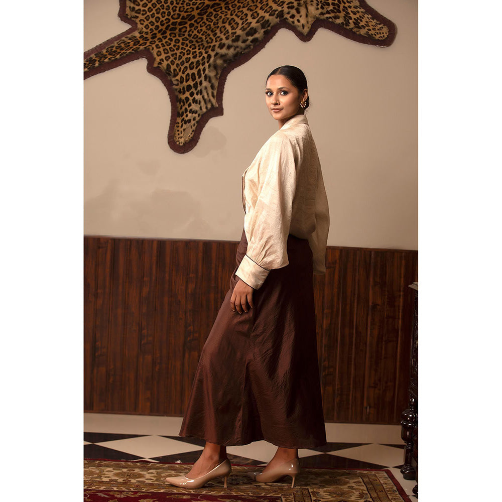 EEDA Parv Beige Shirt with Skirt (Set of 2)