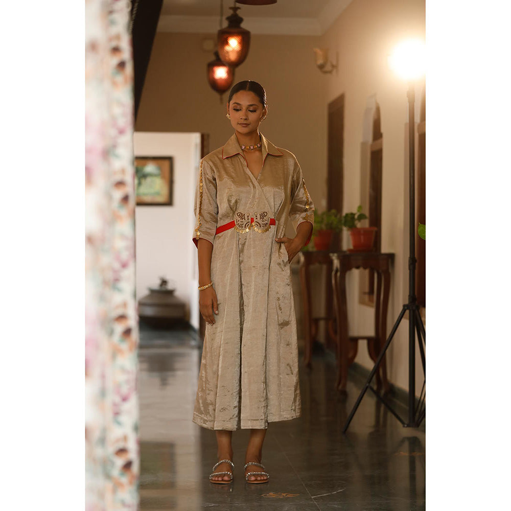 EEDA Parv Beige Midi Dress