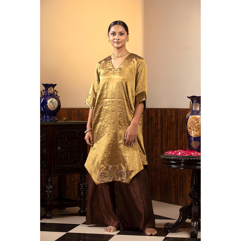 EEDA Parv Gold Kurta with Palazzo (Set of 2)