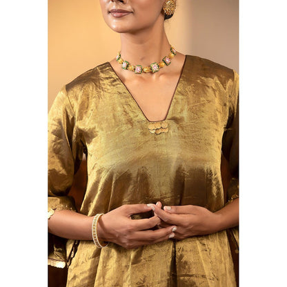 EEDA Parv Gold Kurta with Palazzo (Set of 2)