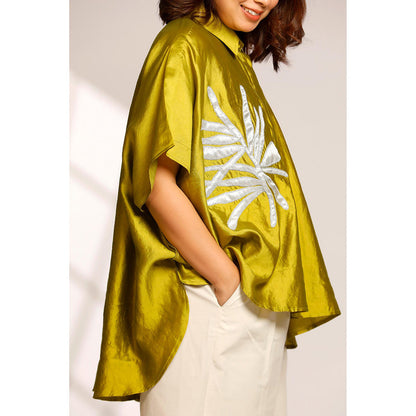 EEDA Leaf Kaftan Shirt - Green