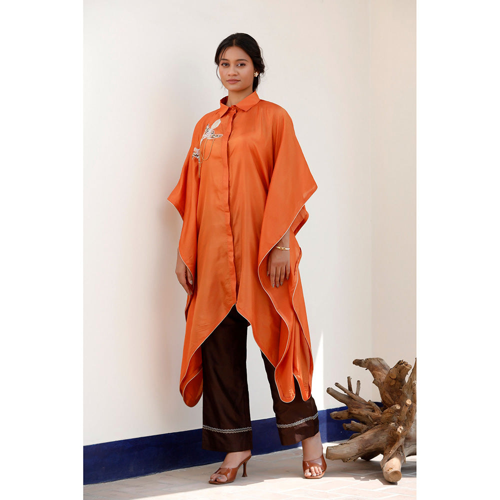 EEDA Tarini Silk Embroidered Kaftan with Pant