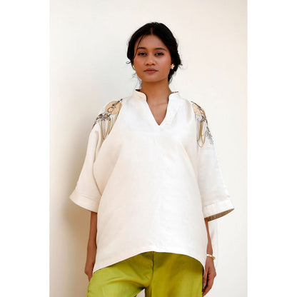EEDA Viha Silk Embroidered Kurta and Pant