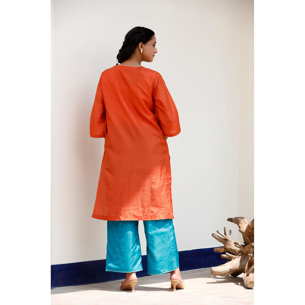 EEDA Basera Silk Embroidered Kurta and Pant