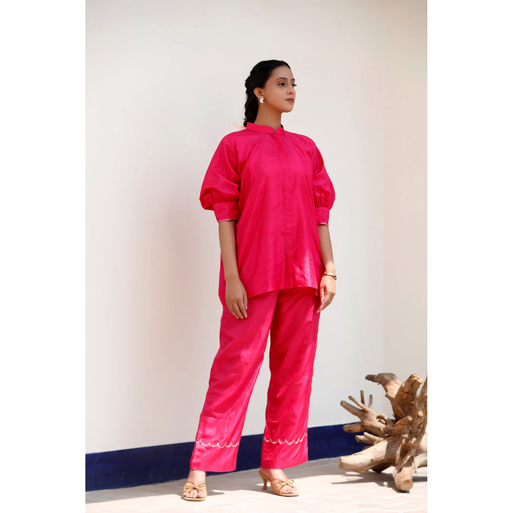 EEDA Rihla Pink Pure Silk Co-Ord