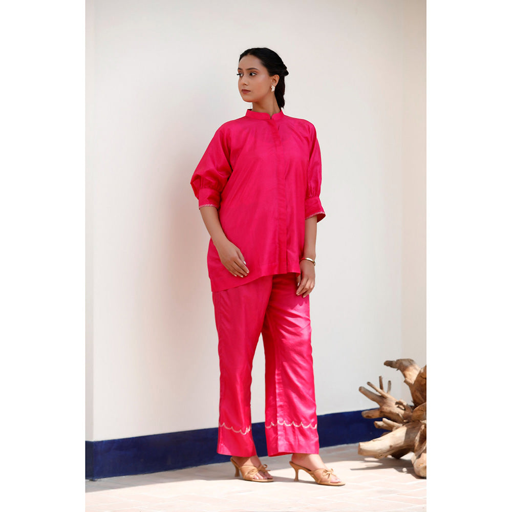 EEDA Rihla Pink Pure Silk Co-Ord