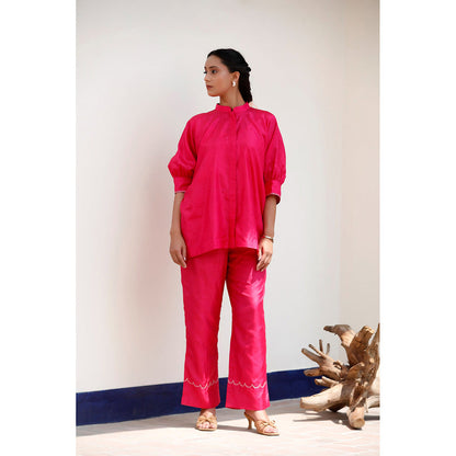EEDA Rihla Pink Pure Silk Co-Ord
