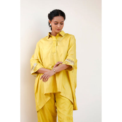 EEDA Yellow Aara Pure Silk Co-Ord