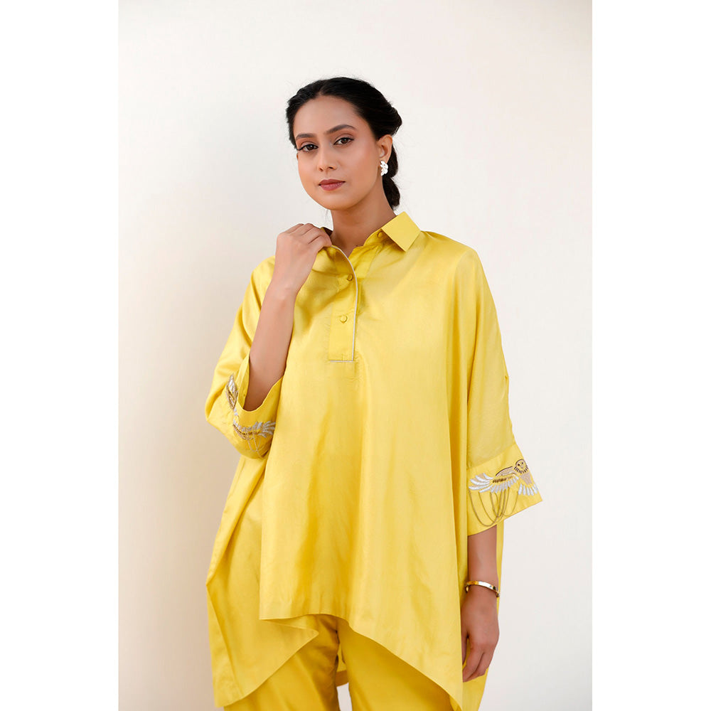 EEDA Yellow Aara Pure Silk Co-Ord