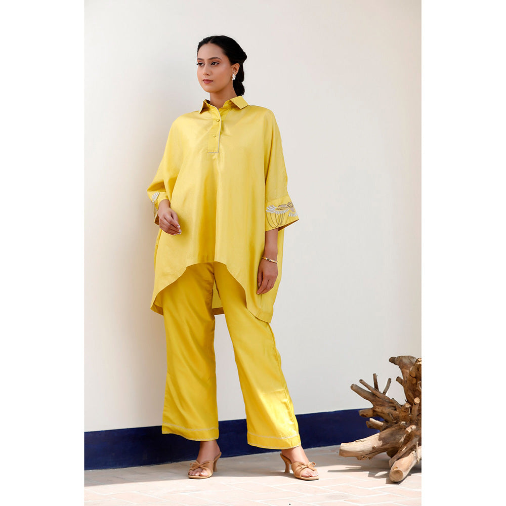 EEDA Yellow Aara Pure Silk Co-Ord
